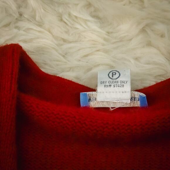 White + Warren Size Small S Red V Neck Button Cashmere Cardigan Sweater - Picture 5 of 6